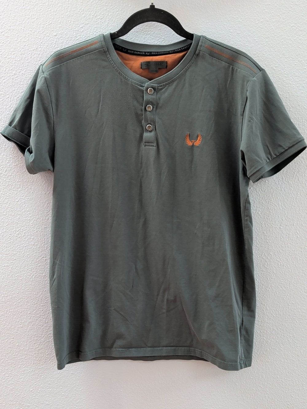 Nick Danger Men's Teal Henley Shirt with Contrast Stitching